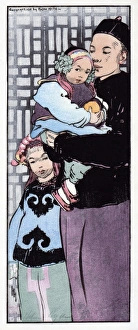 HYDE: HOLIDAY CLOTHES, 1914. In Their Holiday Clothes. A Japanese woman with two children HYDE: HOLIDAY CLOTHES, 1914. In Their Holiday Clothes. A Japanese woman with two children