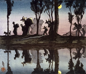 HYDE: VIGA CANAL, c1912. Moonlight on the Viga Canal. Woodcut by Helen Hyde, c1912 HYDE: VIGA CANAL, c1912. Moonlight on the Viga Canal. Woodcut by Helen Hyde, c1912