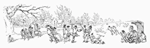 ICE SKATING, 1790. Detail of an etched plate by Thomas Rowlandson, 1790 ICE SKATING, 1790. Detail of an etched plate by Thomas Rowlandson, 1790