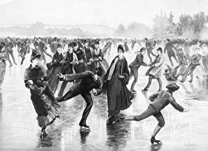 ICE SKATING, 1886. Lithograph, American ICE SKATING, 1886. Lithograph, American