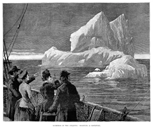 ICEBERG, 1887. Passengers on board a steamship in the North Atlantic observing an iceberg ICEBERG, 1887. Passengers on board a steamship in the North Atlantic observing an iceberg