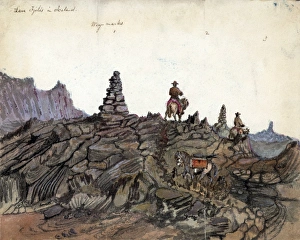 ICELAND, 1862. A view of lava fields in Iceland. Drawing by Bayard Taylor, 1862 ICELAND, 1862. A view of lava fields in Iceland. Drawing by Bayard Taylor, 1862