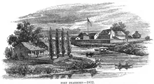 ILLINOIS: FORT DEARBORN. Fort Dearborn, on the site of Chicago, Illinois, as it looked in 1812 ILLINOIS: FORT DEARBORN. Fort Dearborn, on the site of Chicago, Illinois, as it looked in 1812