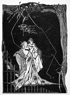 Illustration of the dungeon scene from Johann Goethes Faust. Pen-and-ink drawing by Harry Clarke Illustration of the dungeon scene from Johann Goethes Faust. Pen-and-ink drawing by Harry Clarke
