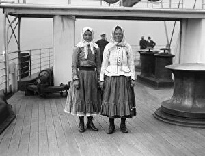 IMMIGRANTS ON SHIP, c1900. Two Eastern European women aboard an immigrant ship bound for America