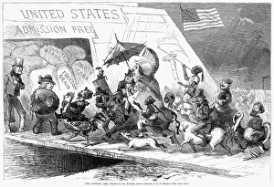 IMMIGRATION CARTOON, 1871. The Modern Ark IMMIGRATION CARTOON, 1871. The Modern Ark