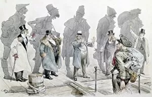 IMMIGRATION CARTOON, 1893. Looking Backward : American cartoon, 1893, on European