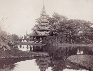 INDIA: GARDEN WITH TEMPLE. Garden with a temple and a small pond INDIA: GARDEN WITH TEMPLE. Garden with a temple and a small pond