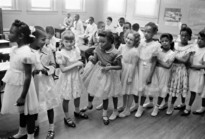 An integrated classroom in the previously all-white Barnard Elementary School in An integrated classroom in the previously all-white Barnard Elementary School in