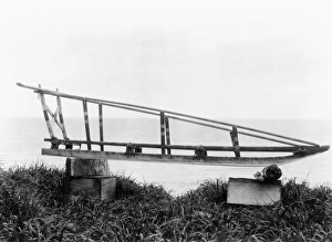 INUIT SLED, c1929. An Inuit sled at Nunivak Island, Alaska. Photograph by Edward Curtis INUIT SLED, c1929. An Inuit sled at Nunivak Island, Alaska. Photograph by Edward Curtis