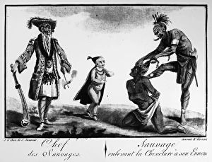 IROQUOIS CHIEF AND WARRIOR. A chief in European dress, a child IROQUOIS CHIEF AND WARRIOR. A chief in European dress, a child