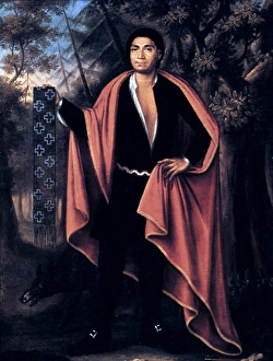 IROQUOIS SACHEM, 1710. Tee Yee Neen Ho Ga Row, a Mohawk chief. Oil on canvas, 1710 IROQUOIS SACHEM, 1710. Tee Yee Neen Ho Ga Row, a Mohawk chief. Oil on canvas, 1710