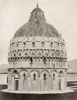 ITALY: PISA. The Baptistery at Piazza del Duomo in Pisa, Italy. Photograph, c1900 ITALY: PISA. The Baptistery at Piazza del Duomo in Pisa, Italy. Photograph, c1900