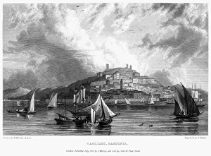 ITALY: SARDINIA, 1832. View of Cagliari, on the coast of the Italian island of Sardinia ITALY: SARDINIA, 1832. View of Cagliari, on the coast of the Italian island of Sardinia