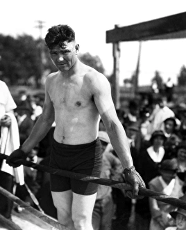 JACK DEMPSEY (1895-1983). American boxer. Photographed in training camp, May 1919 JACK DEMPSEY (1895-1983). American boxer. Photographed in training camp, May 1919