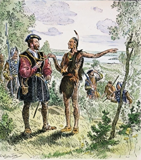 JACQUES CARTIER at the Huron-Iroquois village of Hochelaga (at present-day Montreal) in 1535 JACQUES CARTIER at the Huron-Iroquois village of Hochelaga (at present-day Montreal) in 1535