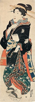 JAPAN: GEISHA, c1825. A Japanese geisha. Color woodcut by Eisen Ikeda, c1825 JAPAN: GEISHA, c1825. A Japanese geisha. Color woodcut by Eisen Ikeda, c1825