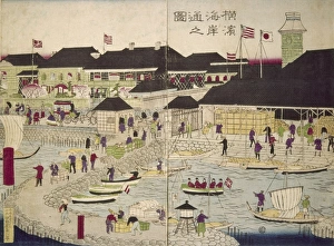 JAPAN: YOKOHAMA, 1861. View of the docks at Yokohama JAPAN: YOKOHAMA, 1861. View of the docks at Yokohama