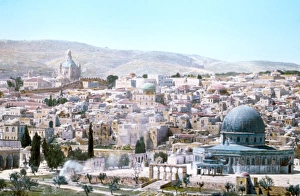 JERUSALEM: TEMPLE MOUNT. The Dome of the Rock and city of Jerusalem, with Mount JERUSALEM: TEMPLE MOUNT. The Dome of the Rock and city of Jerusalem, with Mount
