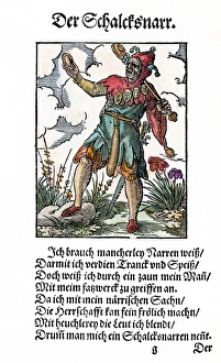 JESTER, 1568. Woodcut, 1568, by Jost Amman JESTER, 1568. Woodcut, 1568, by Jost Amman