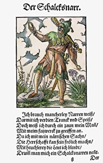 JESTER, 1568. Woodcut, 1568, by Jost Amman JESTER, 1568. Woodcut, 1568, by Jost Amman