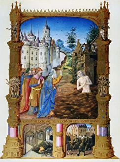 JOB ON DUNG HEAP. Job on the dung heap before his ruined home, mocked by his friend JOB ON DUNG HEAP. Job on the dung heap before his ruined home, mocked by his friend