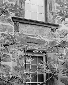 JOHN BARTRAM HOUSE. Detail of an inscription in the south bay between the first JOHN BARTRAM HOUSE. Detail of an inscription in the south bay between the first