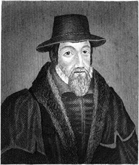 JOHN FOXE (1516-1587). English cleric and writer. Line engraving, 19th century JOHN FOXE (1516-1587). English cleric and writer. Line engraving, 19th century
