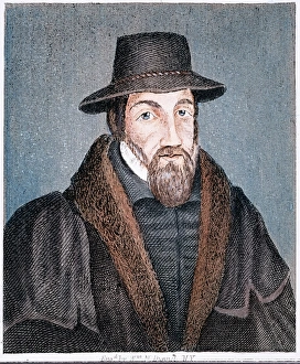 JOHN FOXE (1516-1587). English martyrologist. Line engraving, 19th century JOHN FOXE (1516-1587). English martyrologist. Line engraving, 19th century