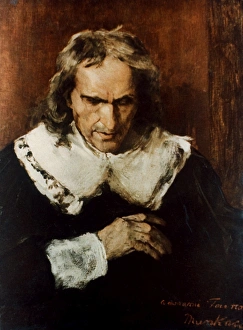 JOHN MILTON (1608-1674). English poet. Oil on canvas, 1878, by Mihaly von Munkacsy JOHN MILTON (1608-1674). English poet. Oil on canvas, 1878, by Mihaly von Munkacsy