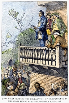 John Nixon giving the first public reading of the Declaration of Independence in the State House Yard, Philadelphia John Nixon giving the first public reading of the Declaration of Independence in the State House Yard, Philadelphia