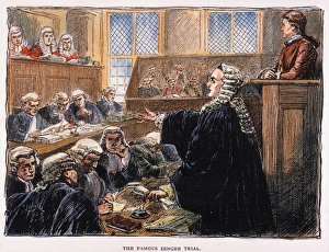 JOHN PETER ZENGER TRIAL. John Zenger, an American printer and journalist, in the JOHN PETER ZENGER TRIAL. John Zenger, an American printer and journalist, in the