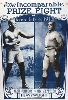 Images Dated 29th April 2010: JOHNSON VS. JEFFRIES, 1910. American boxing poster promoting the championship fight between Jack
