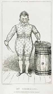 JOSEPH GRIMALDI (1779-1837) in clown costume. Etching by Isaac Robert Cruikshank JOSEPH GRIMALDI (1779-1837) in clown costume. Etching by Isaac Robert Cruikshank