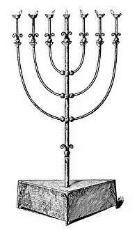 JUDAISM: MENORAH. Line engraving