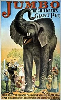 Circus Collection: Jumbo, the Childrens Giant Pet. American poster for Barnum, Bailey and Hutchinson Circus, c1882