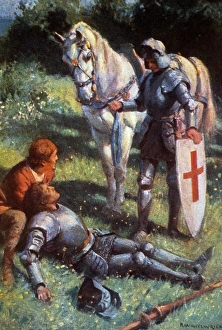 KING ARTHUR: WHITE KNIGHT. Sir Galahad, King Bagdemagus and the White Knight: illustration KING ARTHUR: WHITE KNIGHT. Sir Galahad, King Bagdemagus and the White Knight: illustration