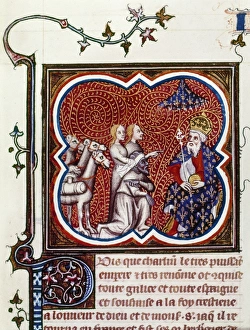 King of the Franks (768-814) and Emperor of the West (800-814). Charlemagne receiving King of the Franks (768-814) and Emperor of the West (800-814). Charlemagne receiving