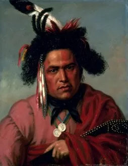 Images Dated 30th March 2010: KING: MENOMINEE, 1835. Chenannoquot. Menominee. Oil on wood, 1835, by Charles Bird King