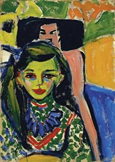 KIRCHNER: FRANZI, 1910. Franzi in front of Carved Chair. Oil on canvas, Ernst Ludwig Kirchner KIRCHNER: FRANZI, 1910. Franzi in front of Carved Chair. Oil on canvas, Ernst Ludwig Kirchner