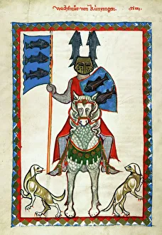 KNIGHT. The minnesinger Wachsmut von Kunzingen, in an illumination for the early 14th KNIGHT. The minnesinger Wachsmut von Kunzingen, in an illumination for the early 14th