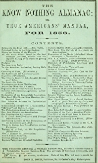 KNOW NOTHING ALMANAC, 1856. Advertisement for The Know Nothing Almanac, 1856 KNOW NOTHING ALMANAC, 1856. Advertisement for The Know Nothing Almanac, 1856