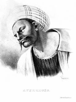 Also known as Ibn-Rushd. Spanish-Arabian philosopher and physician. Lithograph, French, 19th century