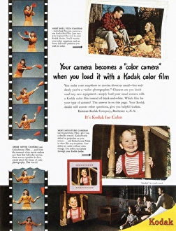 KODAK ADVERTISEMENT, 1948. Advertisement for Kodak color film from an American magazine KODAK ADVERTISEMENT, 1948. Advertisement for Kodak color film from an American magazine