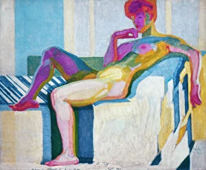 Modern art pieces Collection: KUPKA: PLANES / NUDE. Planes by Colors, Large Nude. Oil on canvas, 1910, by Frantisek Kupka