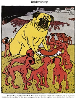 LABOR CARTOON, 1904. 'Social Welfare for Workers.' Cartoon from 'Simplicissimus LABOR CARTOON, 1904. 'Social Welfare for Workers.' Cartoon from 'Simplicissimus