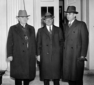LABOR LEADERS, 1937. American labor leader John L. Lewis (left) with his two aides LABOR LEADERS, 1937. American labor leader John L. Lewis (left) with his two aides