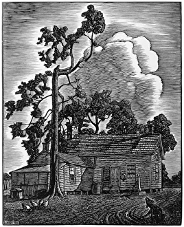 LANKES: FARMHOUSE, 1930. An American farmhouse. Woodcut by Julius Lankes, 1930 LANKES: FARMHOUSE, 1930. An American farmhouse. Woodcut by Julius Lankes, 1930