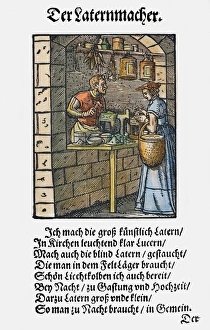 LANTERN MAKER, 1568. Woodcut, 1568, by Jost Amman LANTERN MAKER, 1568. Woodcut, 1568, by Jost Amman