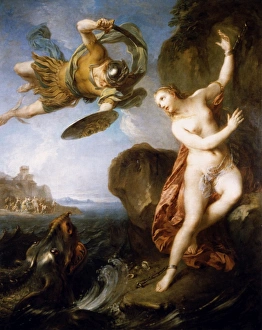 LEMOYNE: PERSEUS. Perseus and Andromeda. Oil on canvas by Francois Lemoyne, 1723 LEMOYNE: PERSEUS. Perseus and Andromeda. Oil on canvas by Francois Lemoyne, 1723